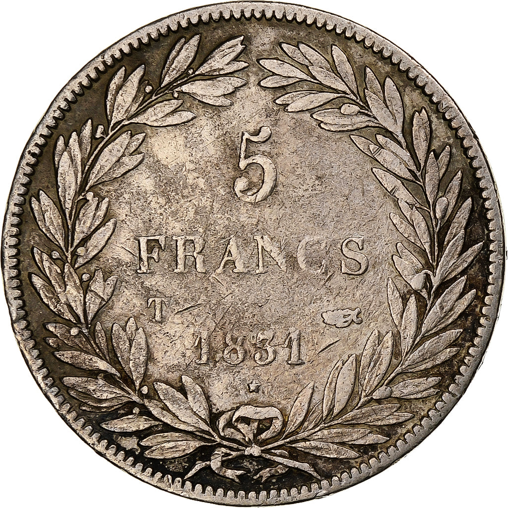 Francia, 5 Francs, Louis-Philippe, 1831, Nantes, Argento, MB+, Gadoury:676, Le