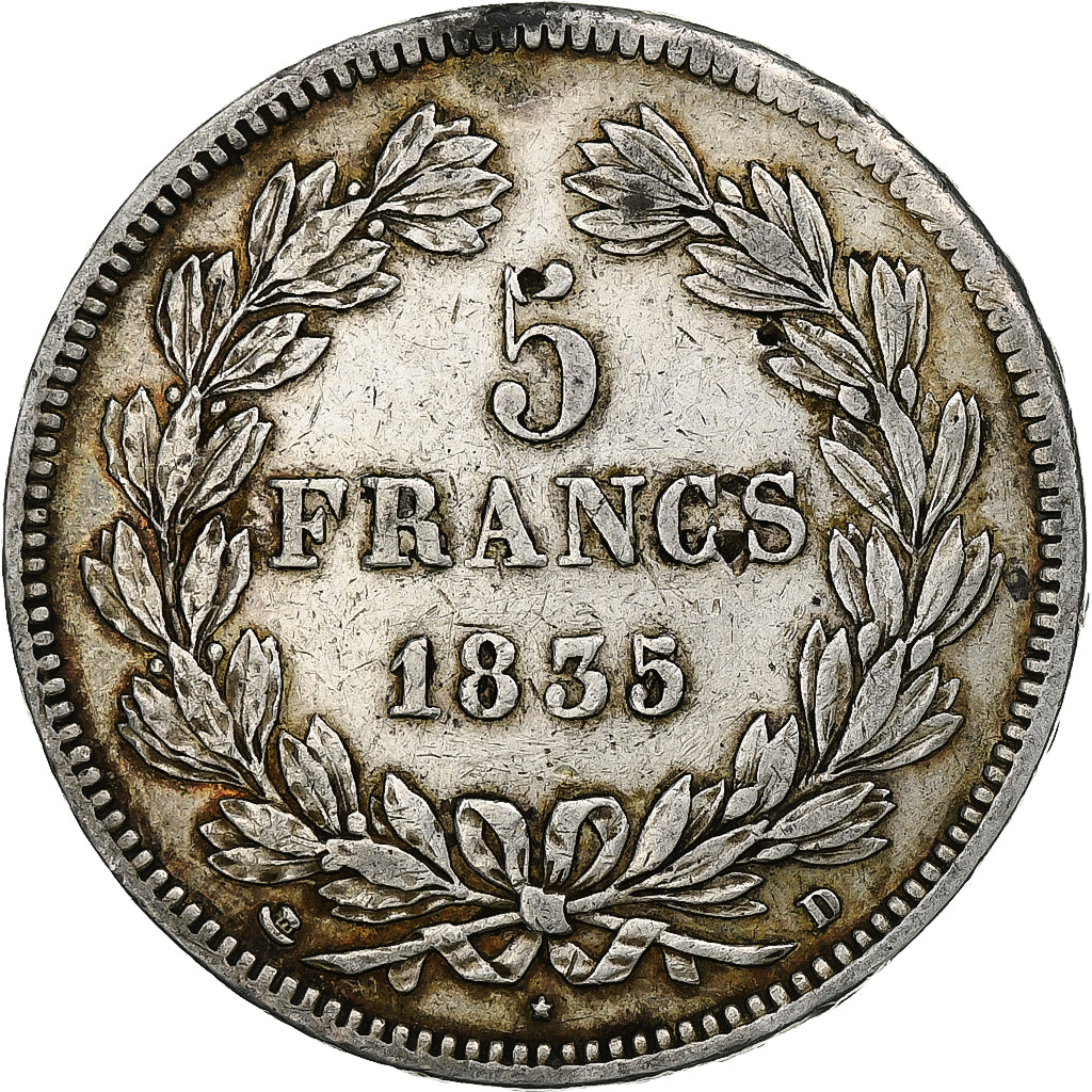 Francia, 5 Francs, Louis-Philippe, 1835, Lyon, Argento, BB, Gadoury:678