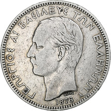 Greece, George I, 5 Drachmai, 1876, Paris, Silver, VF(20-25), KM:46