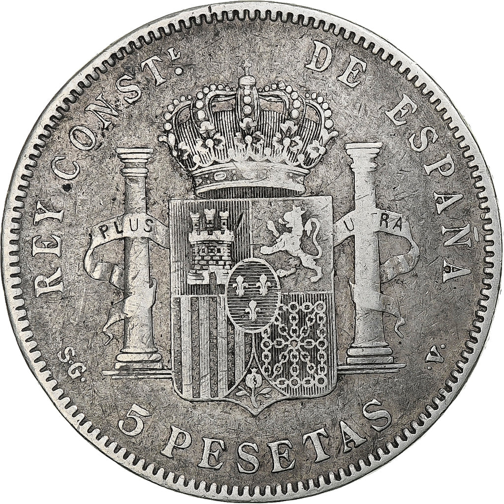 Spagna, Alfonso XIII, 5 Pesetas, 1898, Madrid, Argento, MB+, KM:707