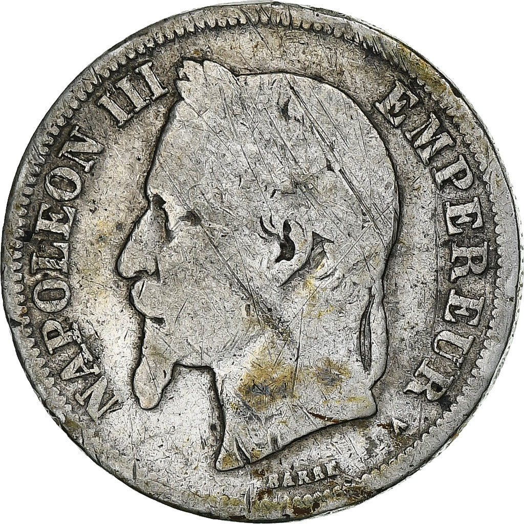 França, Napoleon III, 2 Francs, 1869, Paris, Prata, VG(8-10), Le Franc:F.263