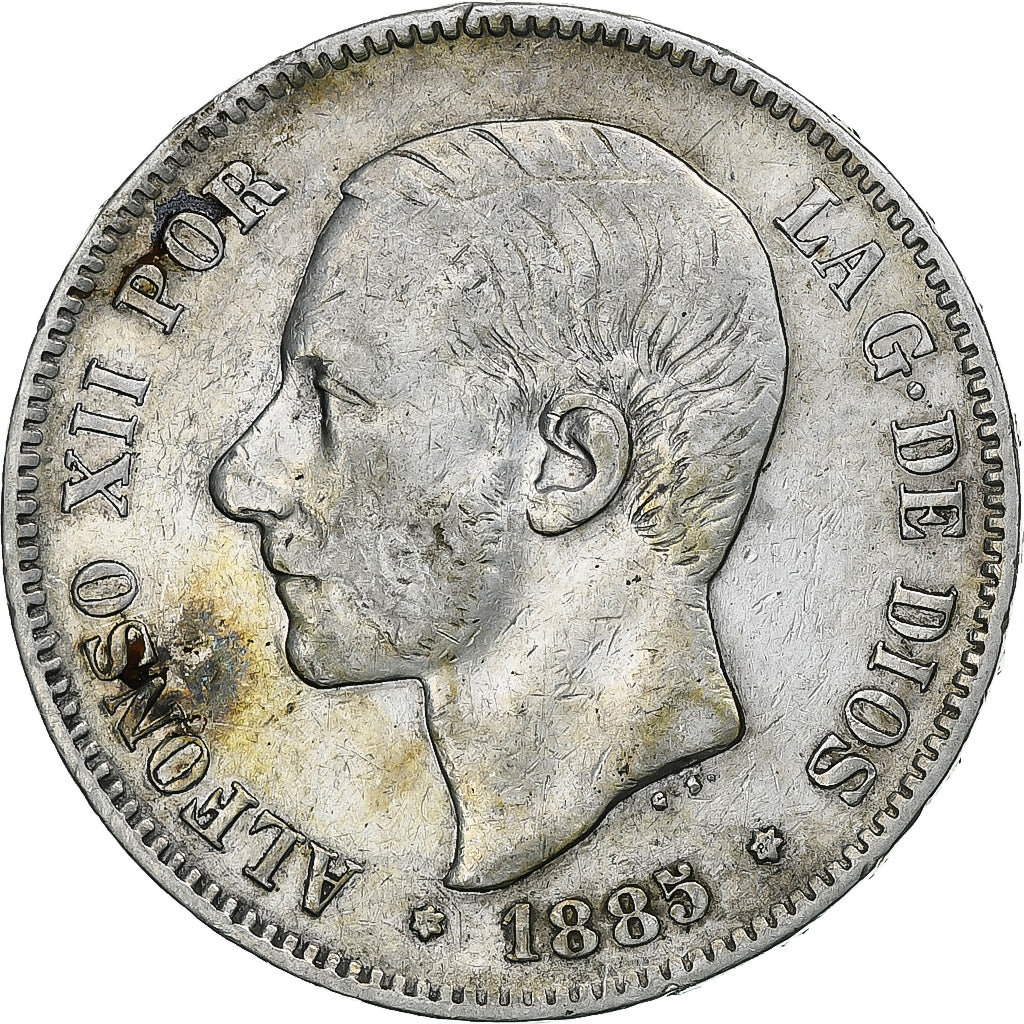 Spain, Alfonso XII, 5 Pesetas, 1885, Madrid, Silver, EF(40-45), KM:688