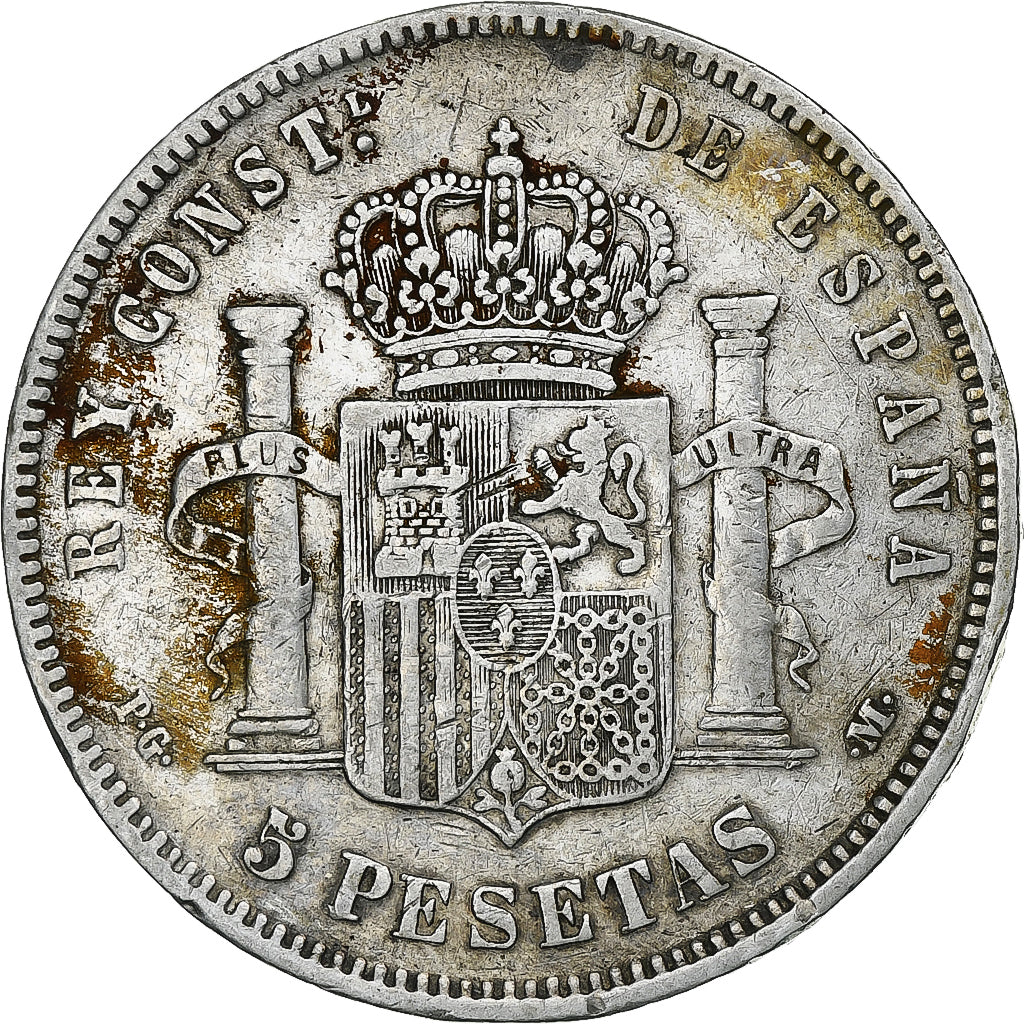 Spain, Alfonso XIII, 5 Pesetas, 1891, Madrid, Silver, VF(30-35), KM:689