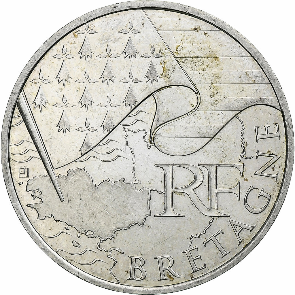Francja, 10 Euro, Bretagne, 2010, Srebro, AU(55-58), KM:1648