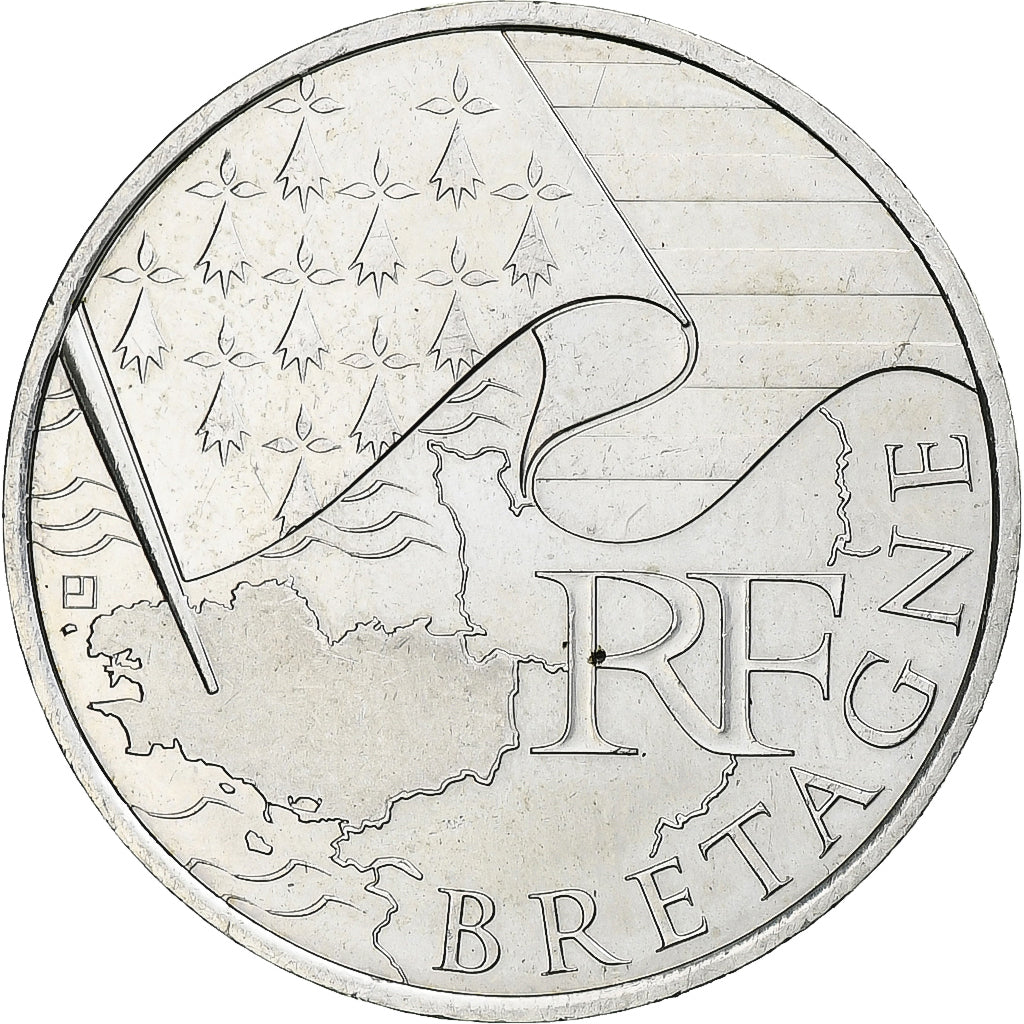 France, 10 Euro, Bretagne, 2010, Silver, AU(55-58), KM:1648