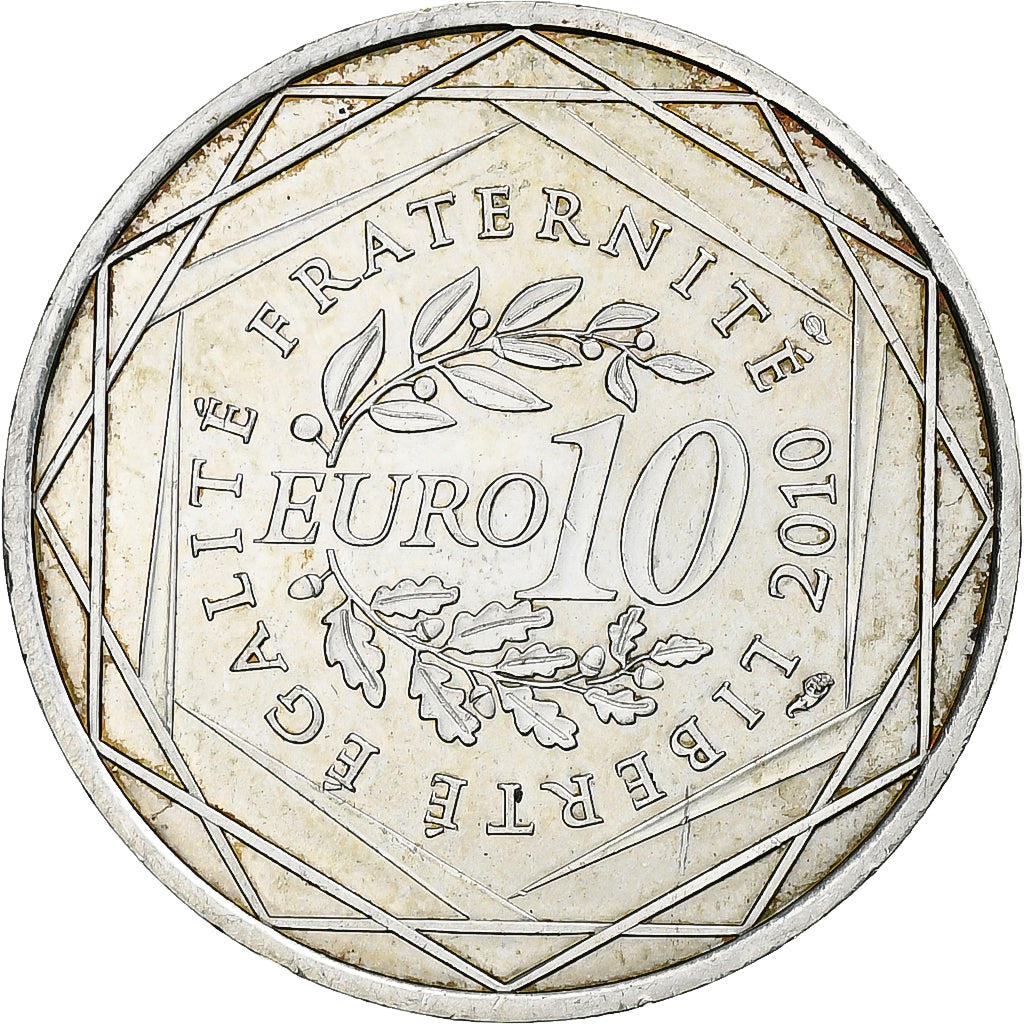 France, 10 Euro, Bretagne, 2010, Silver, AU(55-58), KM:1648