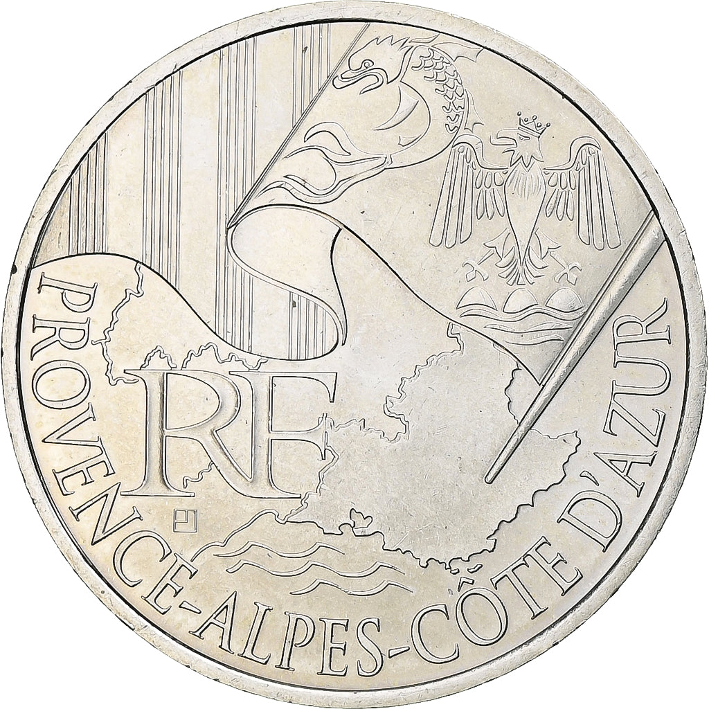 France, 10 Euro, Provence-Alpes-Cote d'Azur, 2010, Paris, MS(60-62), Silver