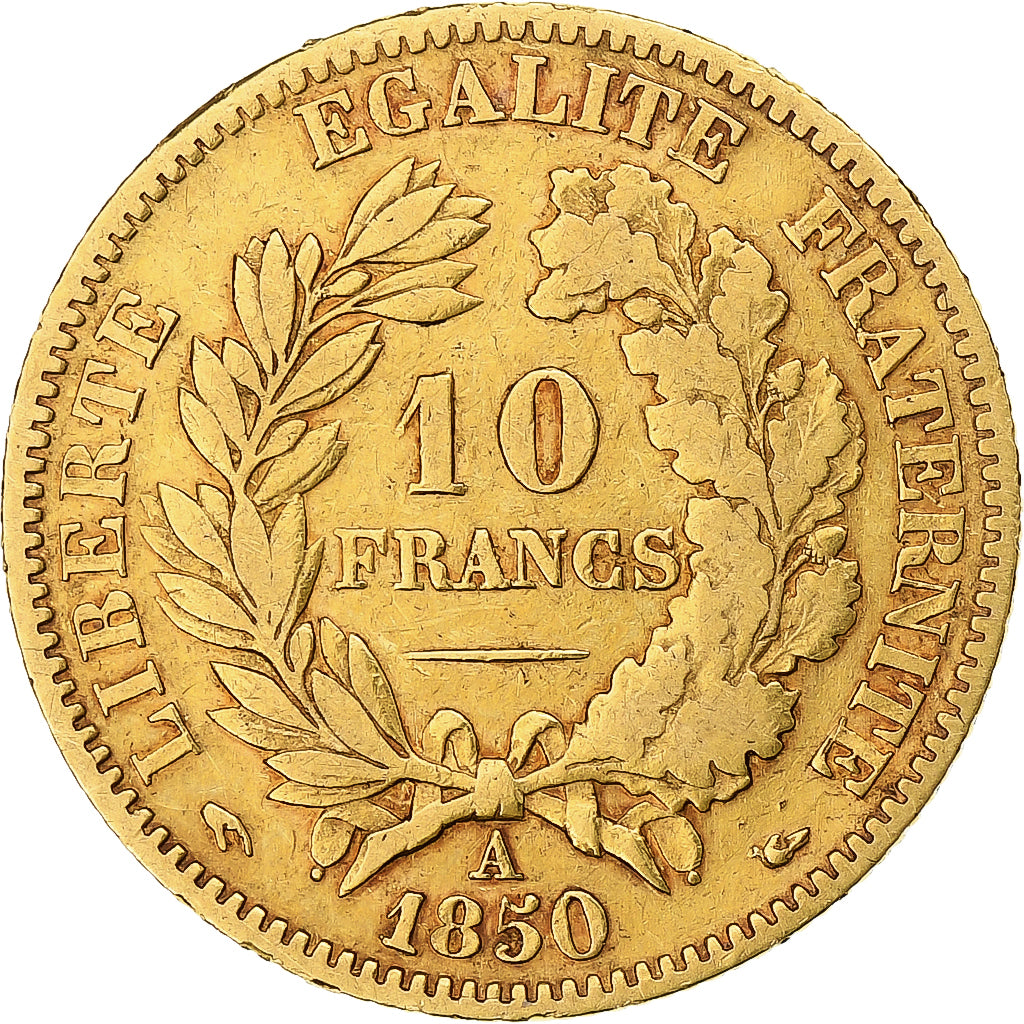 Frankrijk, 10 Francs, Cérès, 1850, Paris, Goud, FR+, Gadoury:1012, Le