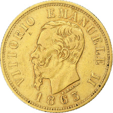 Italy, Vittorio Emanuele II, 10 Lire, 1863, Torino, Gold, VF(30-35), KM:9.3