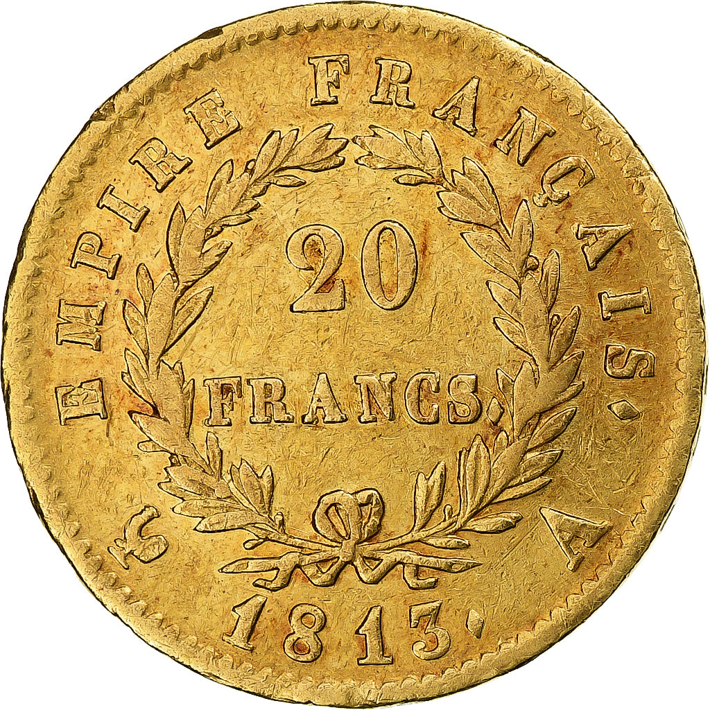 Francja, 20 Francs, Napoléon I, 1813, Paris, Złoto, EF(40-45), Gadoury:1025