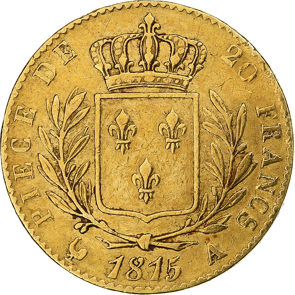 Frankreich, Louis XVIII, 20 Francs, 1815, Paris, Gold, SS, Gadoury:1026, Le