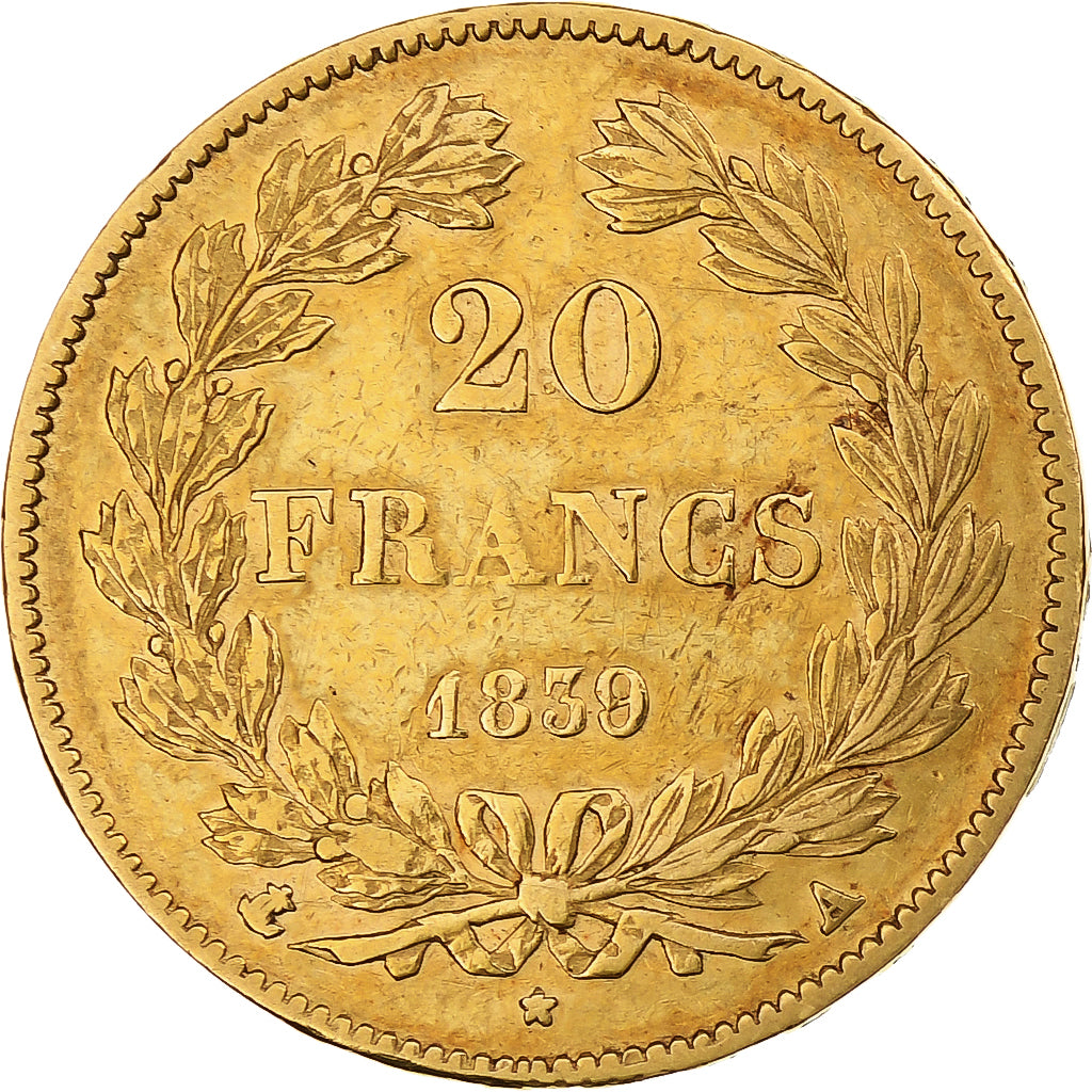 França, 20 Francs, Louis-Philippe, 1839, Paris, Dourado, EF(40-45)