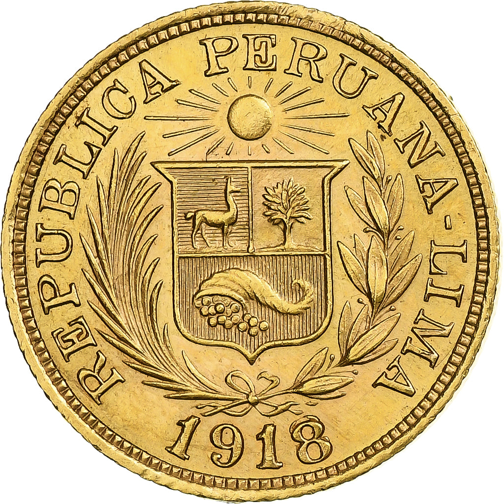Peru, Libra, Pound, 1918, Lima, Gold, MS(60-62), KM:207