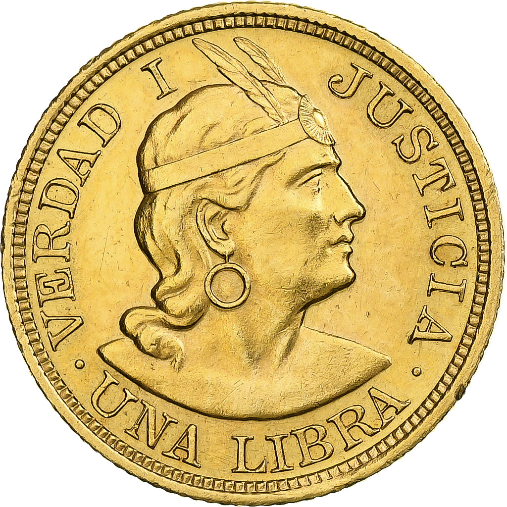Peru, Libra, Pound, 1918, Lima, Gold, MS(60-62), KM:207