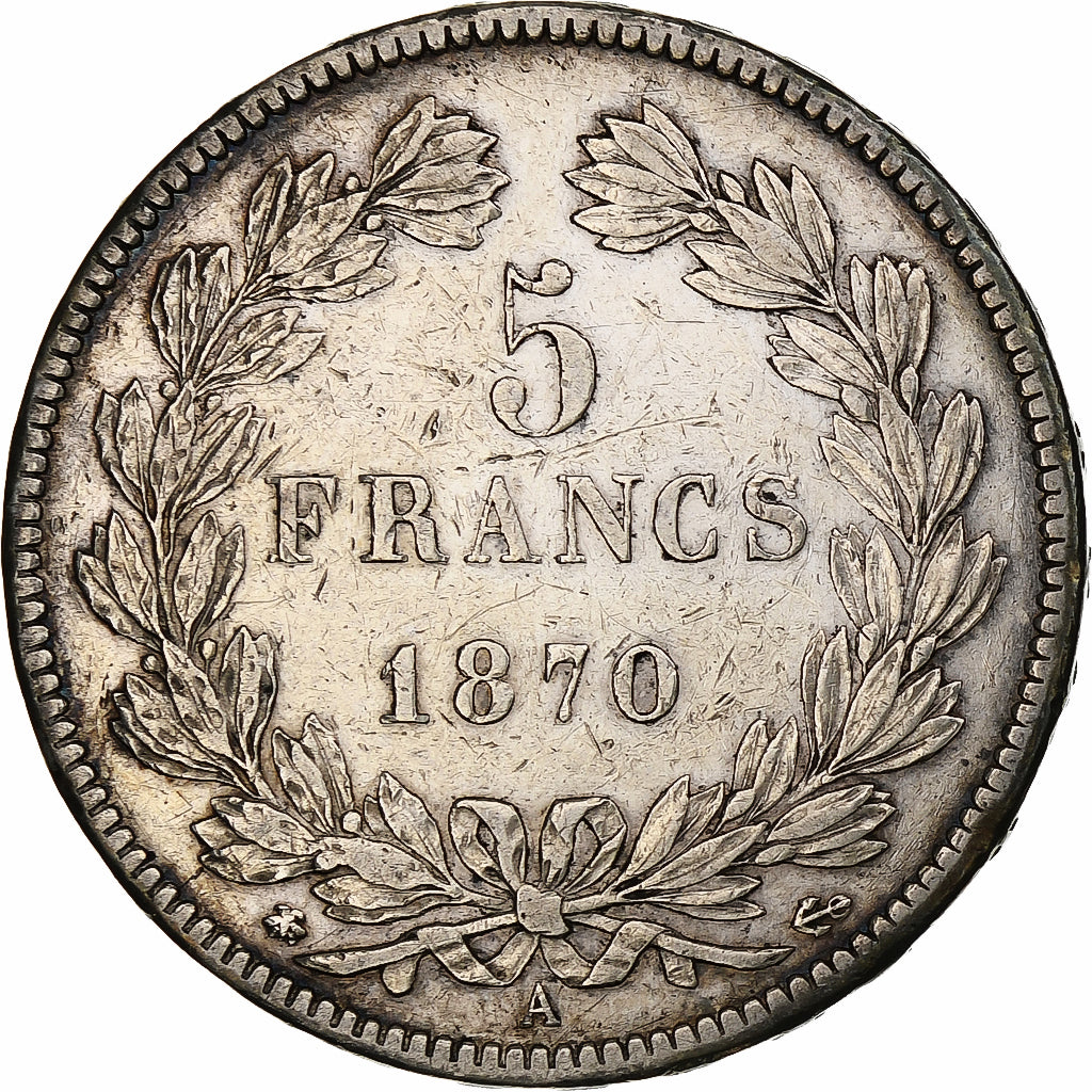 France, 5 Francs, Cérès, 1870, Paris, Silver, EF(40-45), Gadoury:742