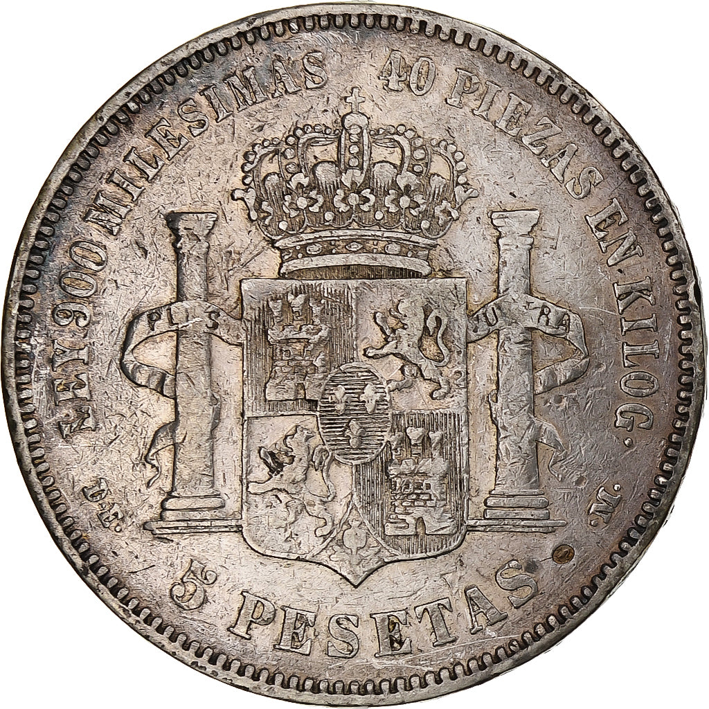 Spain, Alfonso XII, 5 Pesetas, 1876, Madrid, Silver, VF(30-35), KM:671