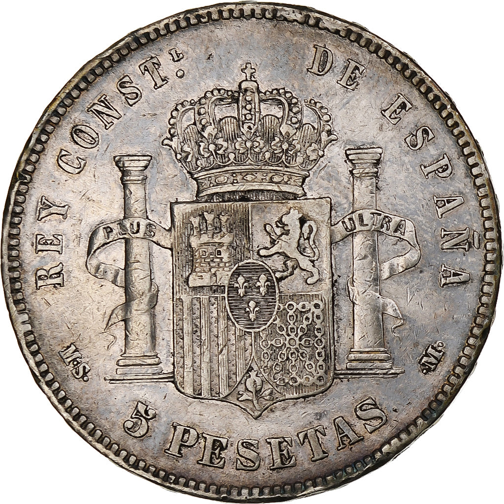 Spain, Alfonso XII, 5 Pesetas, 1885, Madrid, Silver, EF(40-45), KM:688
