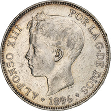Espagne, Alfonso XIII, 5 Pesetas, 1896, Valencia, Argent, TTB+, KM:707