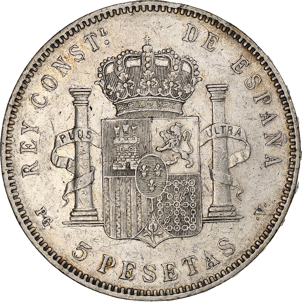 Espagne, Alfonso XIII, 5 Pesetas, 1896, Valencia, Argent, TTB+, KM:707