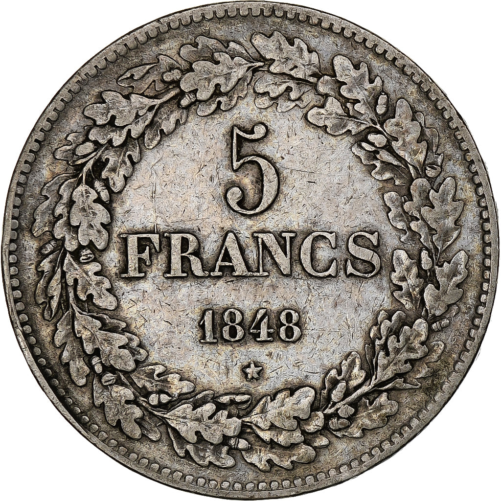 Belgium, Leopold I, 5 Francs, 5 Frank, 1848, Silver, VF(30-35), KM:3.2