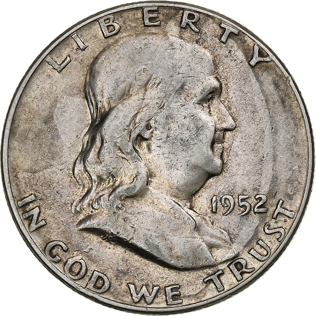 Estados Unidos, Half Dollar, Franklin Half Dollar, 1952, Denver, Plata, MBC