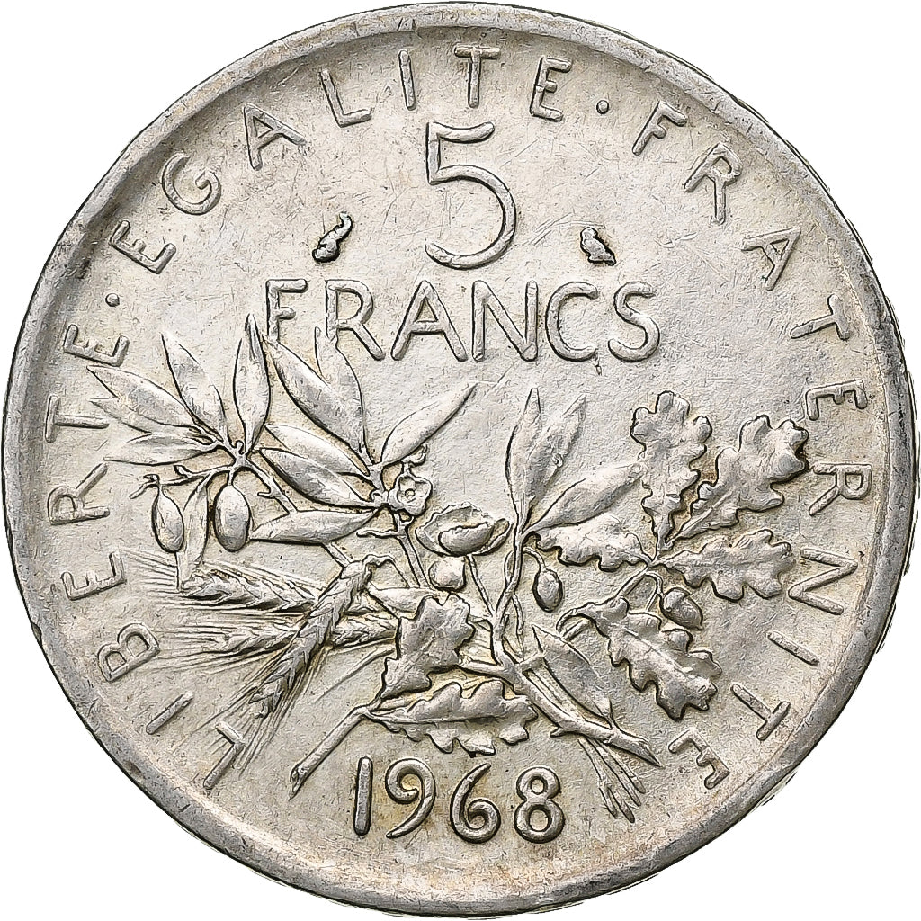 Francia, 5 Francs, Semeuse, 1968, Argento, BB+, Gadoury:770, Le Franc:F.340
