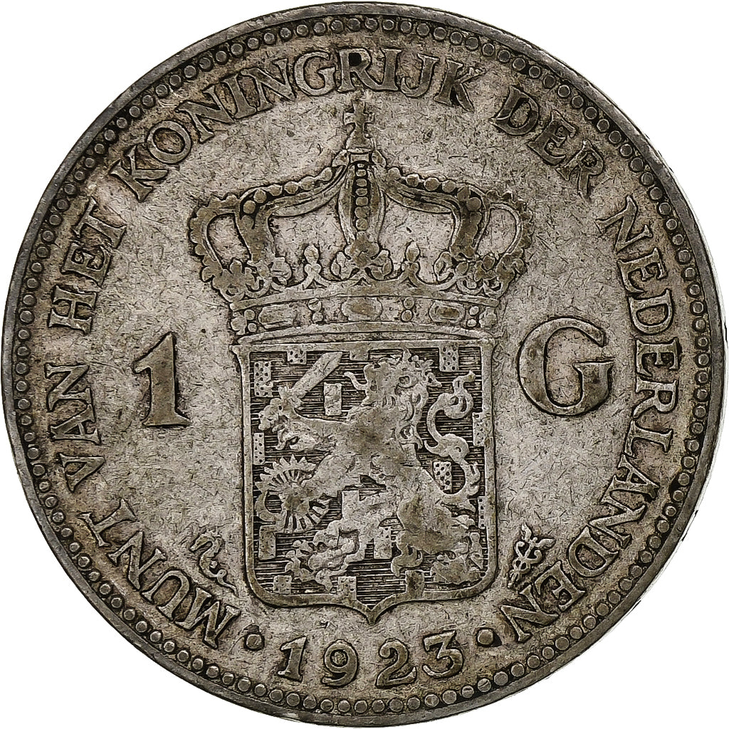Países Baixos, Wilhelmina I, Gulden, 1923, Prata, VF(30-35), KM:161.1