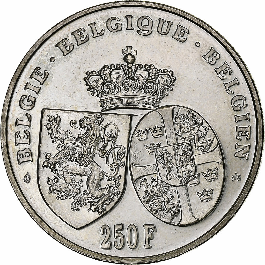 Belgium, 250 Francs, 1995, Brussels, Silver, AU(55-58), KM:199