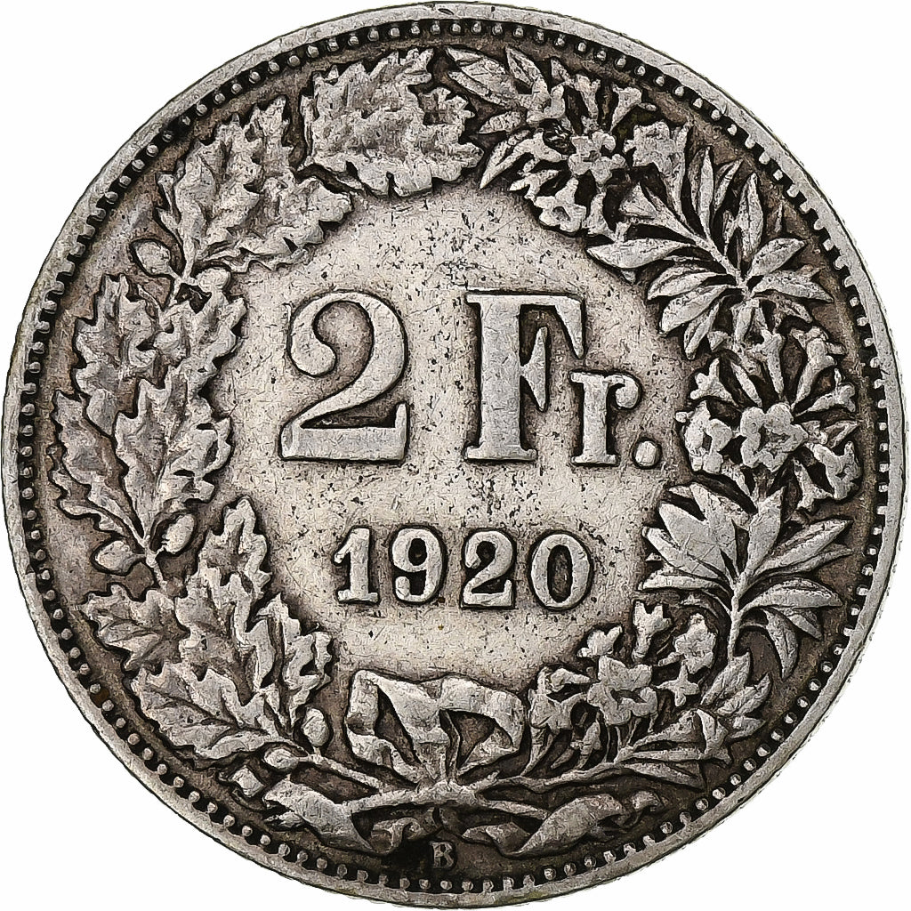 Switzerland, 2 Francs, 1920, Bern, Silver, VF(30-35), KM:21