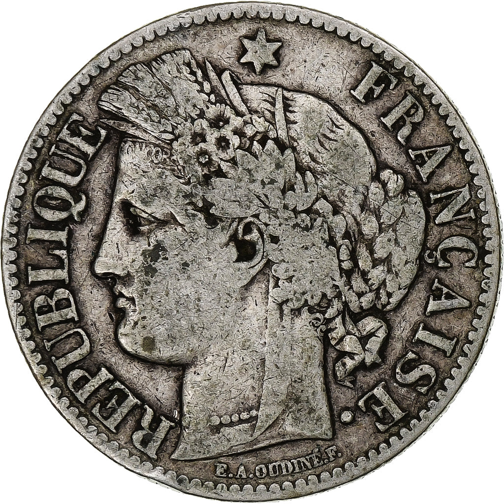 França, 2 Francs, Cérès, 1887, Paris, Prata, VF(20-25), Gadoury:530a, Le