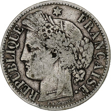 França, 2 Francs, Cérès, 1887, Paris, Prata, VF(20-25), Gadoury:530a, Le