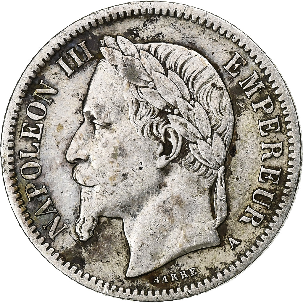 Francia, Napoleon III, Franc, 1866, Paris, Argento, MB, Gadoury:463, Le