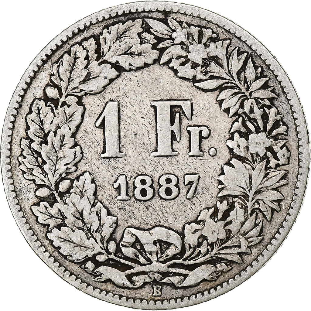 Suiza, Franc, 1887, Bern, Plata, BC, KM:24