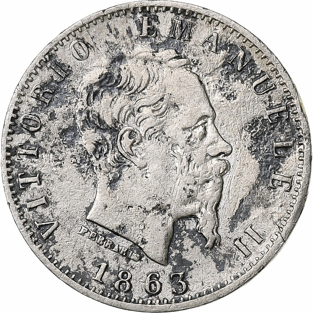 Italie, Vittorio Emanuele II, 20 Centesimi, 1863, Milan, Argent, TB+, KM:13.1