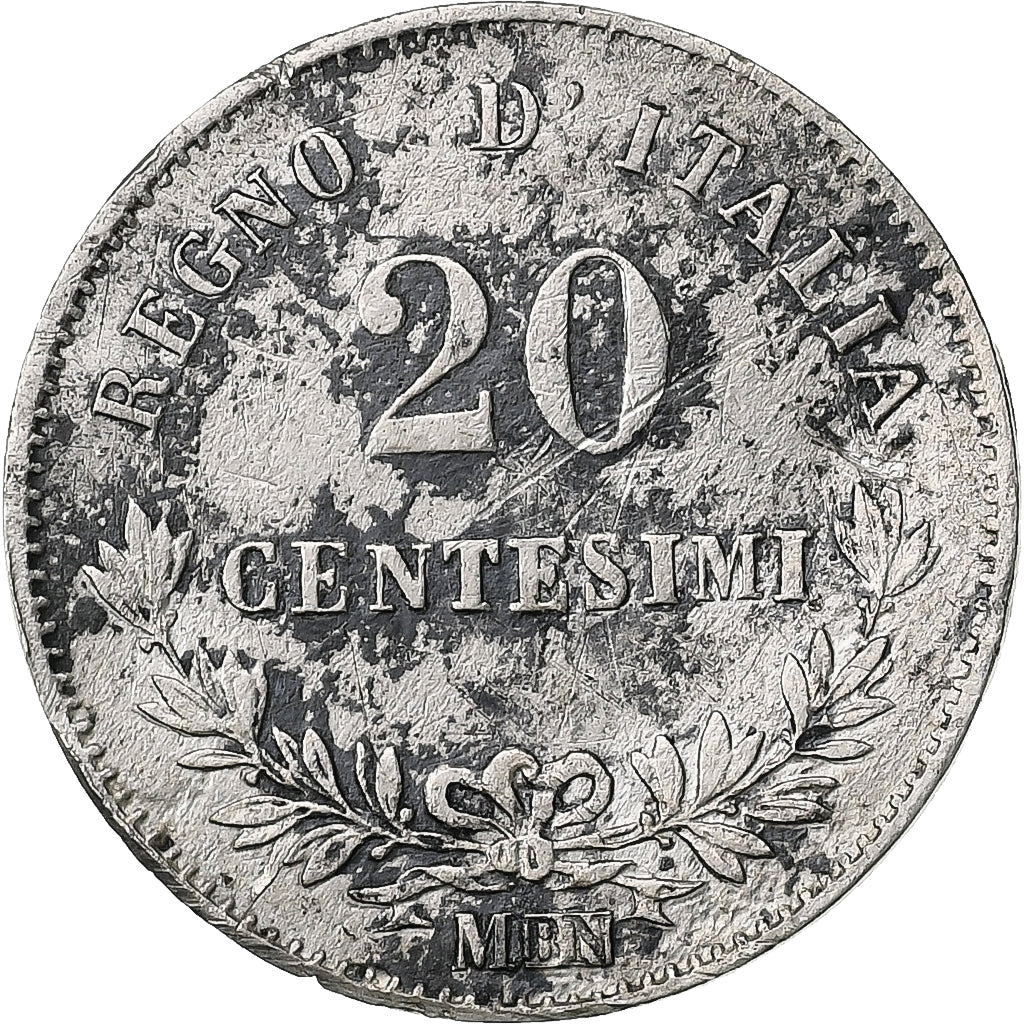 Italie, Vittorio Emanuele II, 20 Centesimi, 1863, Milan, Argent, TB+, KM:13.1