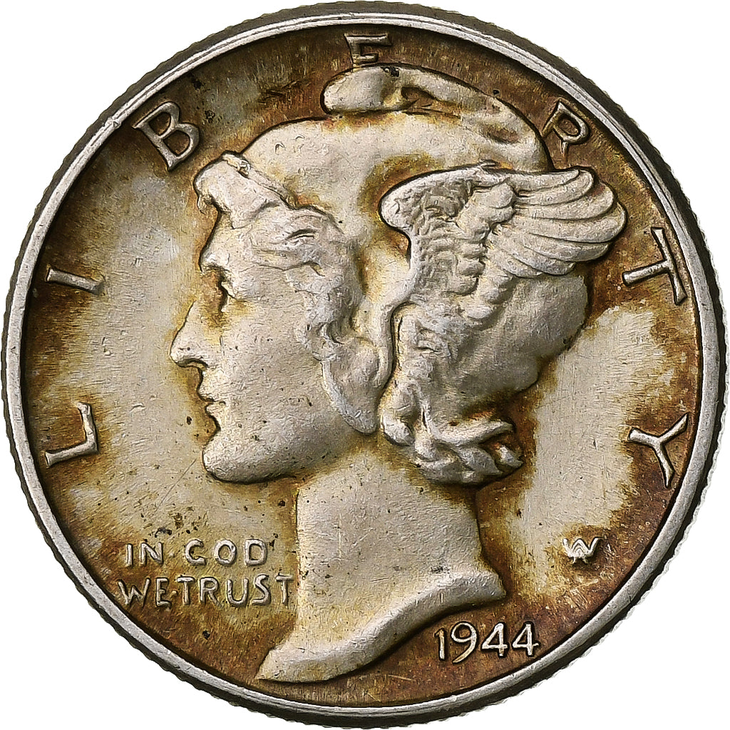 United States, Dime, 1944, Philadelphia, Silver, AU(50-53)