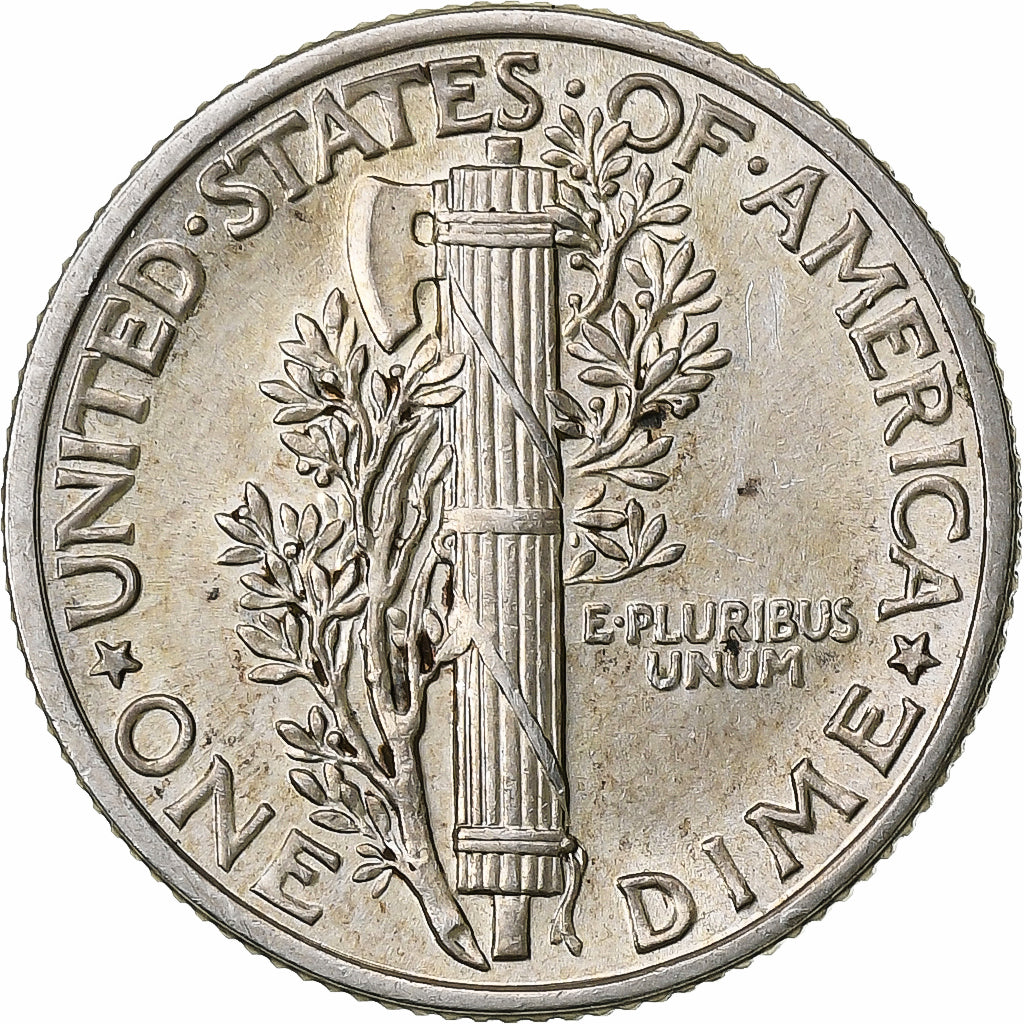 United States, Mercury Dime, 1942, Philadelphia, Silver, AU(55-58), KM:140