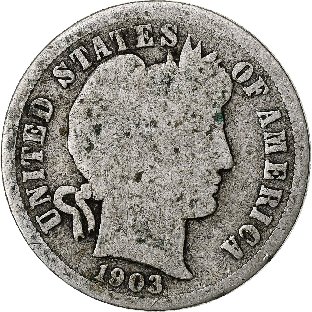Estados Unidos da América, Dime, Barber Dime, 1903, New Orleans, Prata
