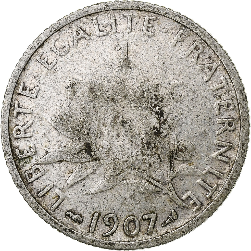 Francia, Franc, Semeuse, 1907, Paris, Argento, MB, Gadoury:467, Le Franc:F.217