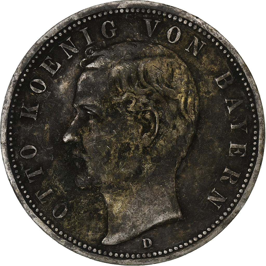 Stati tedeschi, BAVARIA, Otto, 5 Mark, 1913, Munich, Argento, BB, KM:915