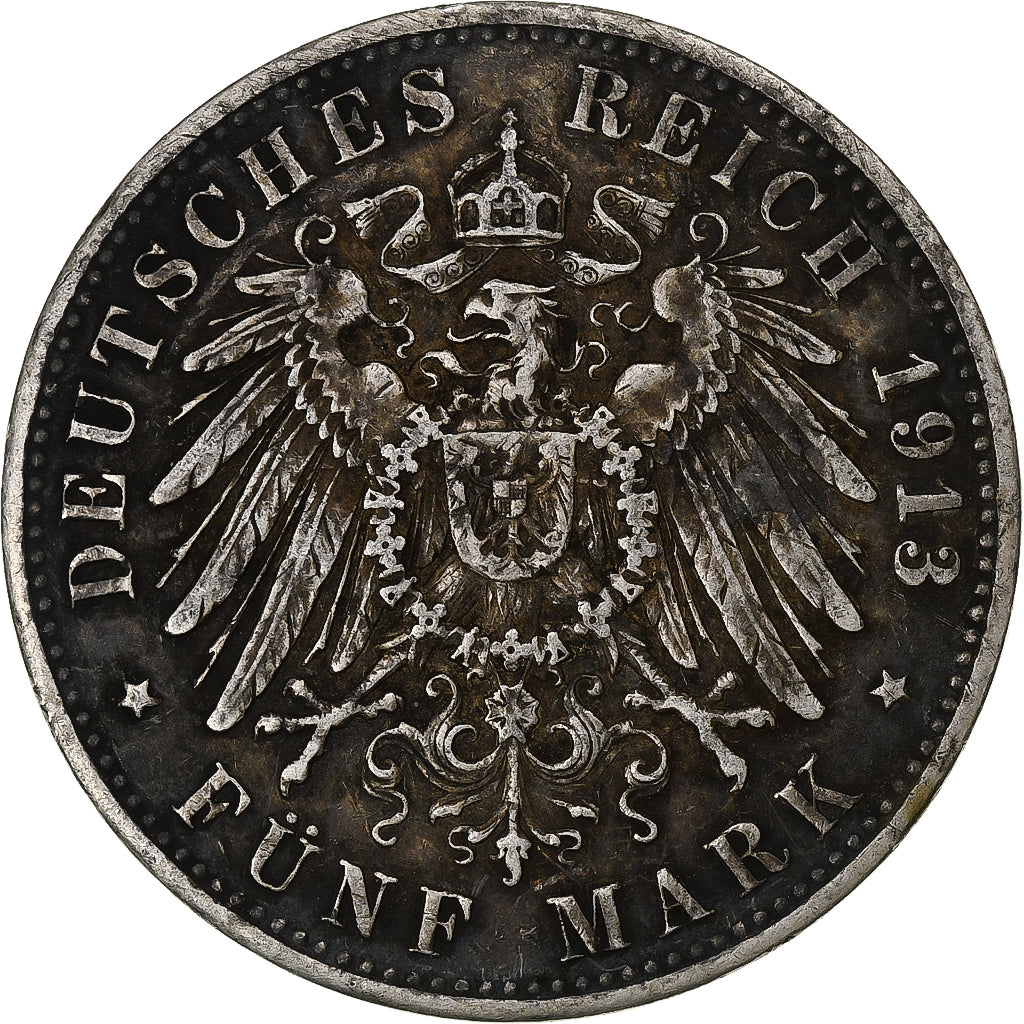 Stati tedeschi, BAVARIA, Otto, 5 Mark, 1913, Munich, Argento, BB, KM:915