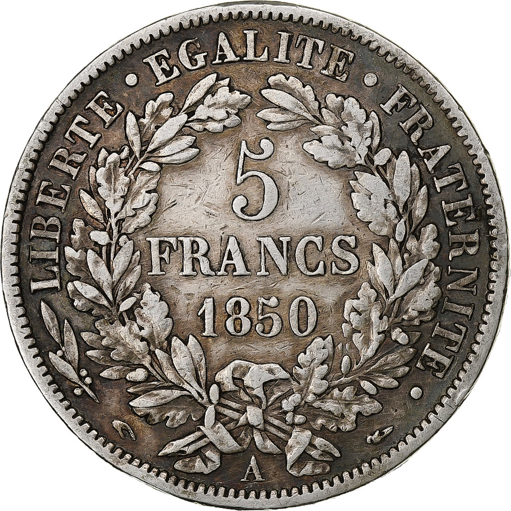 France, 5 Francs, Cérès, 1850, Paris, Argent, TB+, Gadoury:719, Le