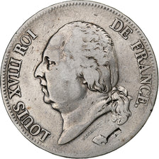 France, Louis XVIII, 5 Francs, Louis XVIII, 1824, Marseilles, Silver, VF(20-25)