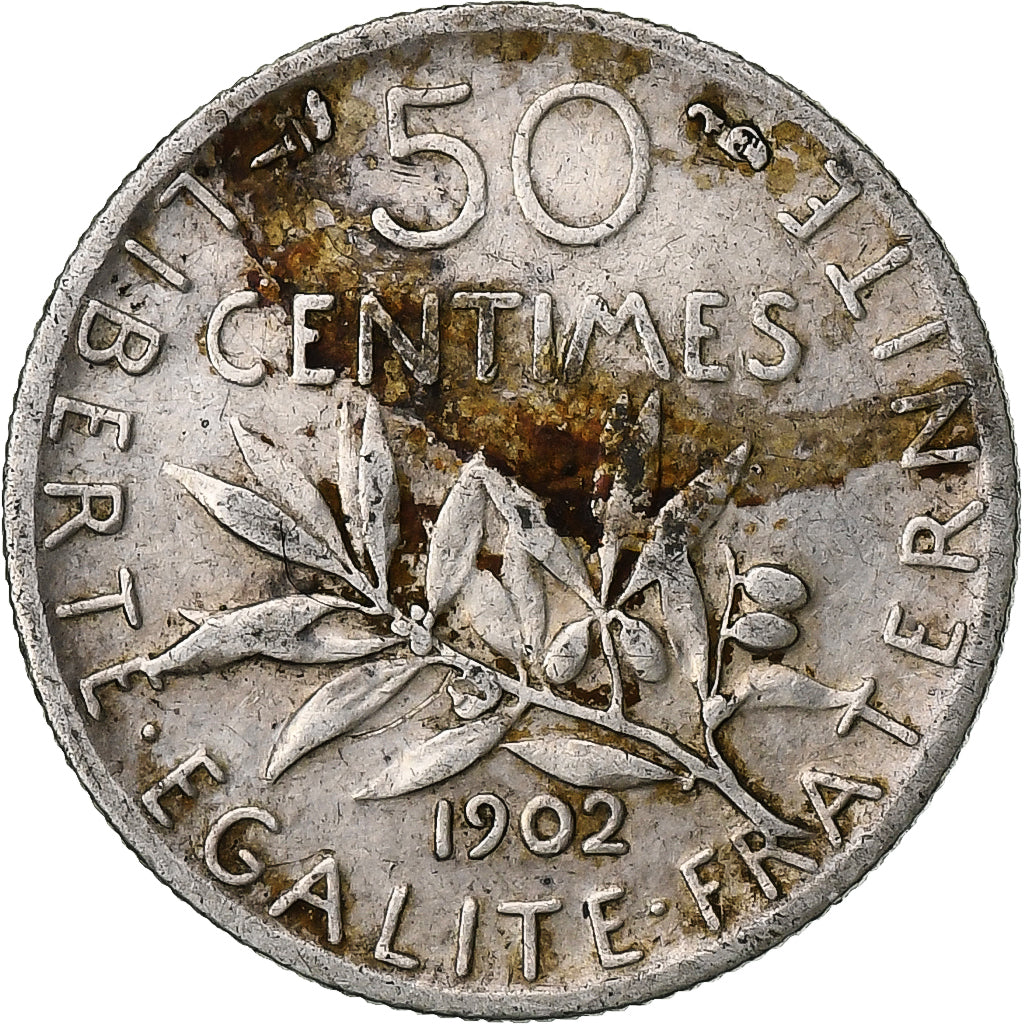 France, 50 Centimes, Semeuse, 1902, Paris, Silver, EF(40-45), Gadoury:420, Le