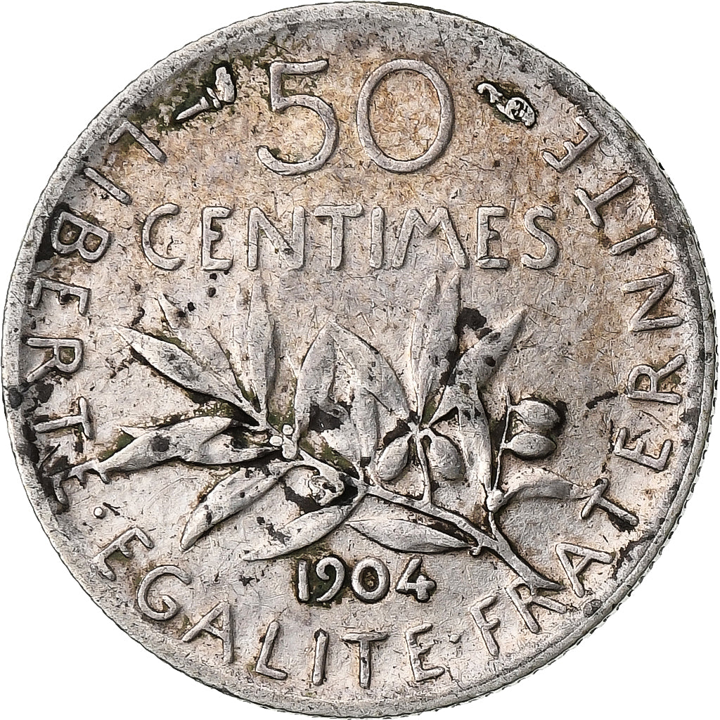 France, 50 Centimes, Semeuse, 1904, Paris, Silver, EF(40-45), Gadoury:420, Le