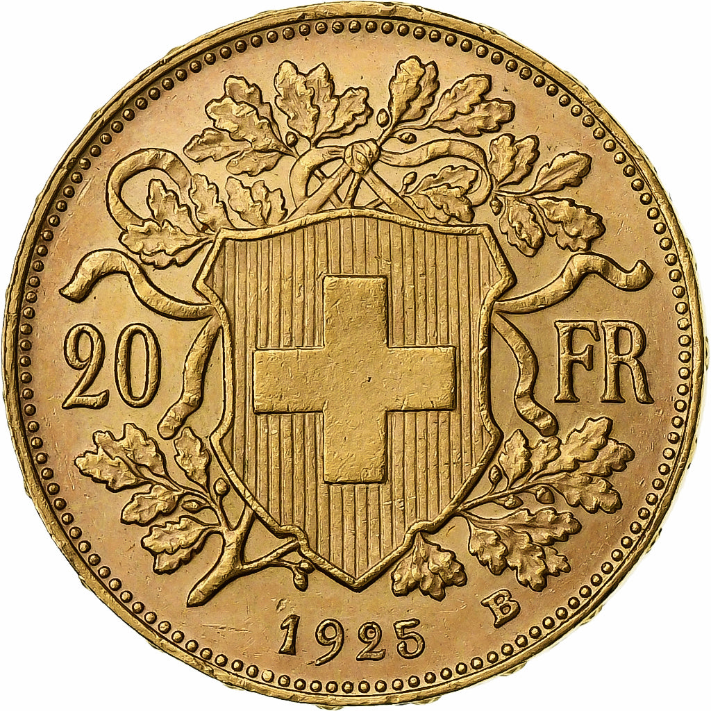 Svizzera, 20 Francs, 1925, Bern, Oro, SPL, KM:35.1