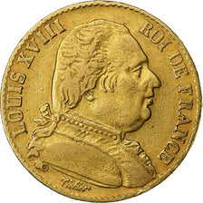 Francja, Louis XVIII, 20 Francs, 1814, Paris, VF(30-35), Złoto, KM:706.1