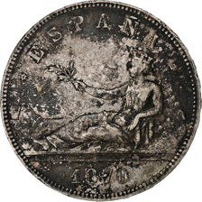 Spain, Provisional Government, 5 Pesetas, 1870, Madrid, Silver, EF(40-45)
