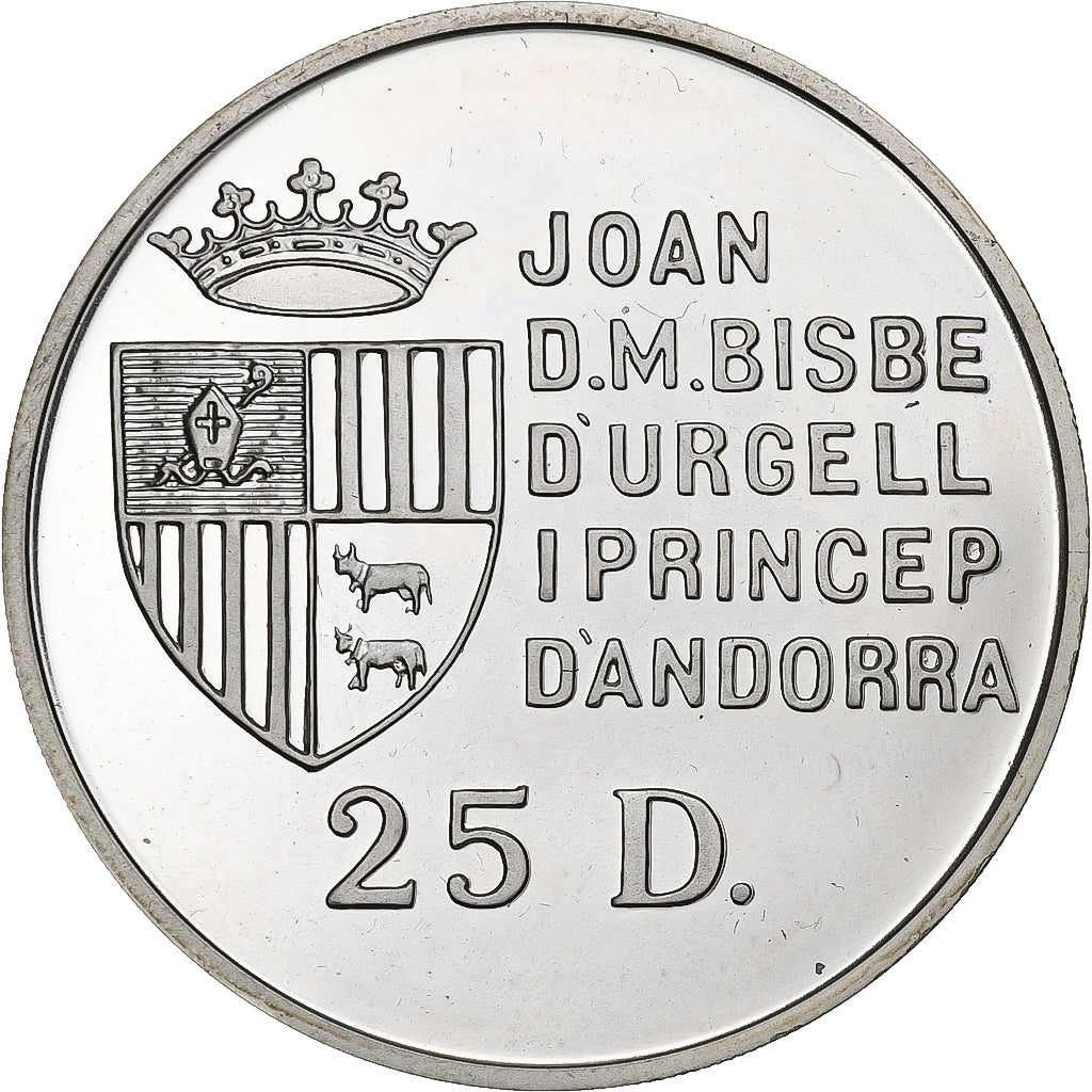 Andorra, 25 Diners, 1991, Silver, MS(63), KM:65