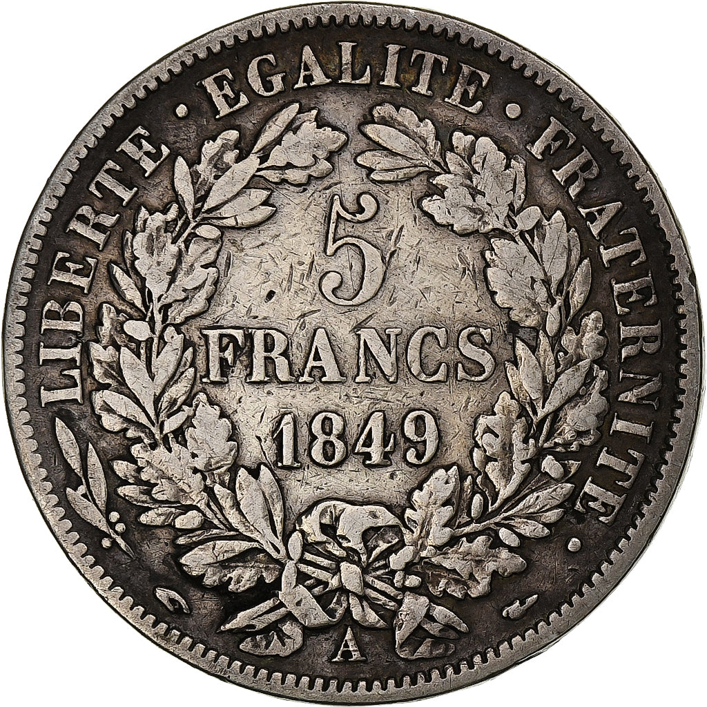 France, 5 Francs, Cérès, 1849, Paris, Silver, VF(20-25), Gadoury:719, Le